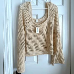 Old Navy Cream Open Stitch Cropped Sweater - NWT